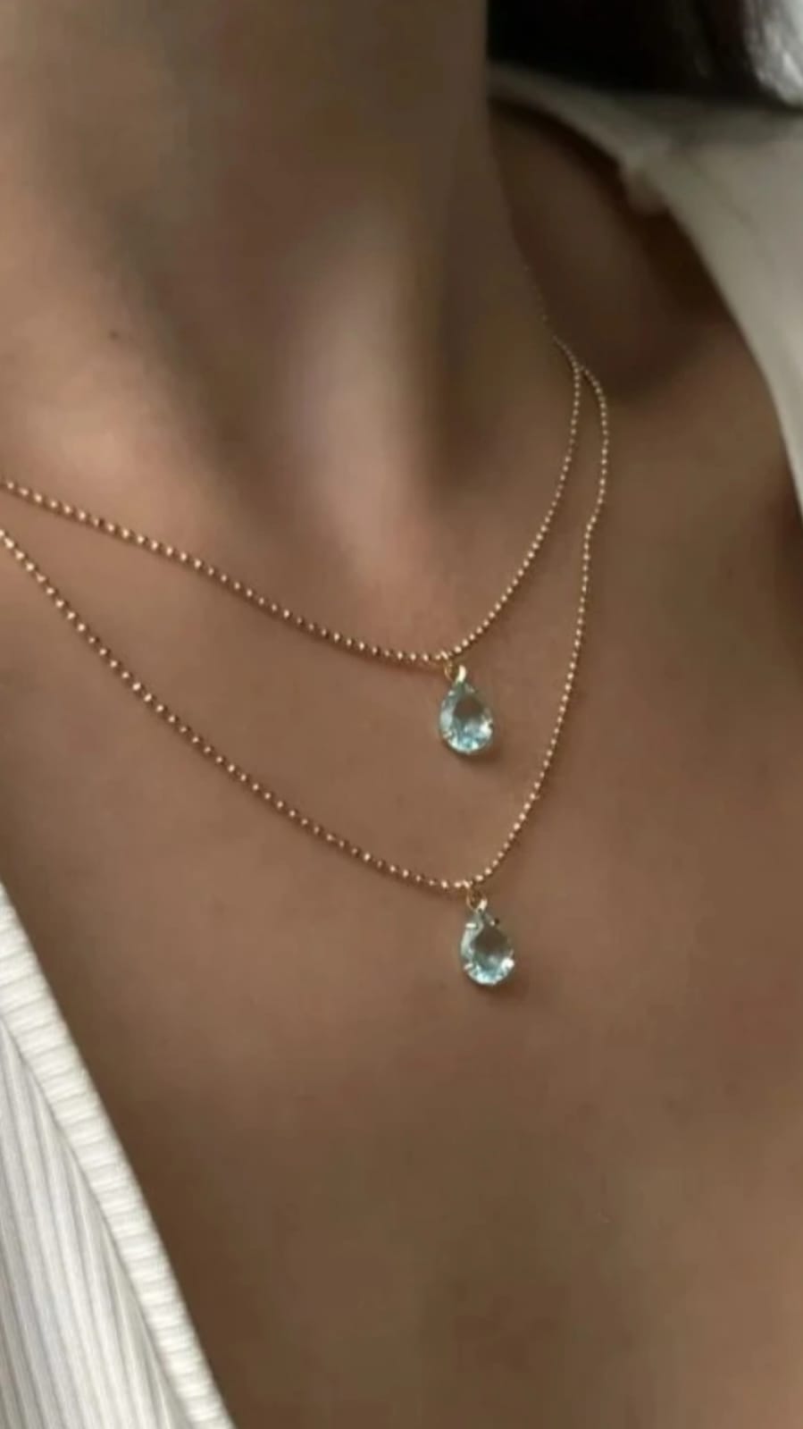 Colar duplo gota zircônia