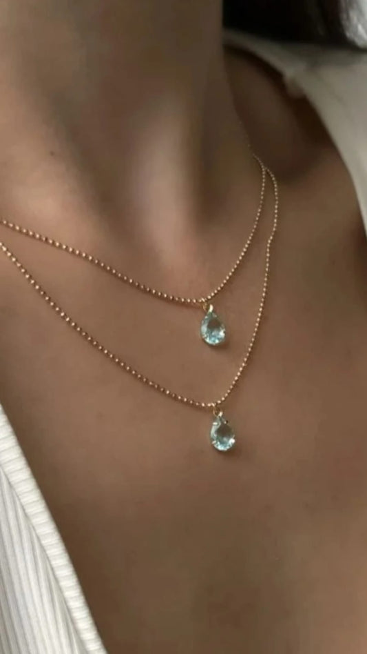 Colar duplo gota zircônia